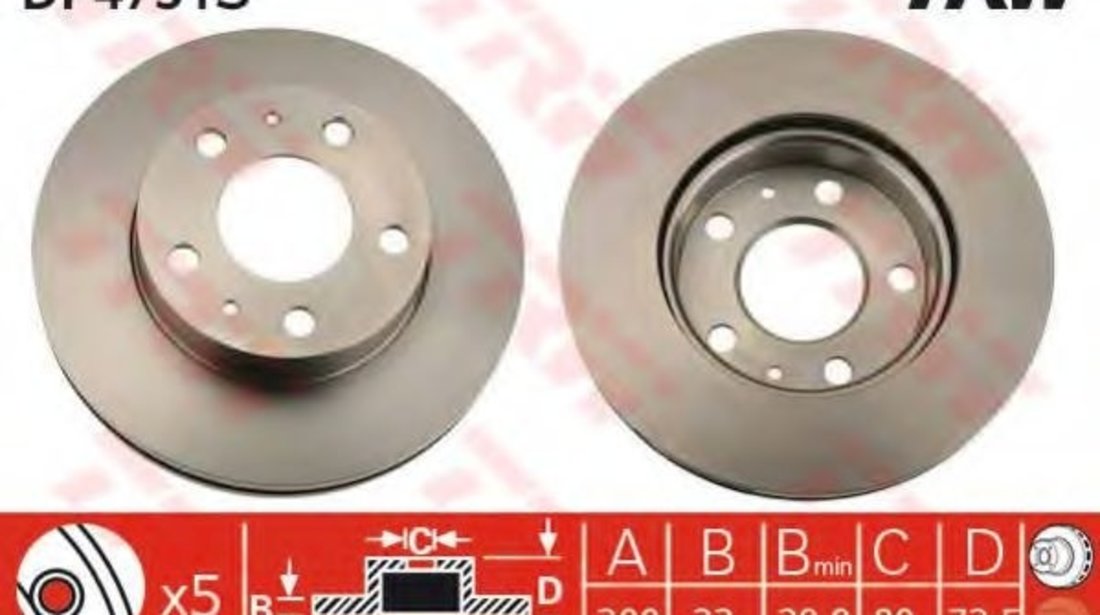 Disc frana FIAT DUCATO caroserie (250, 290) (2006 - 2016) TRW DF4751S piesa NOUA