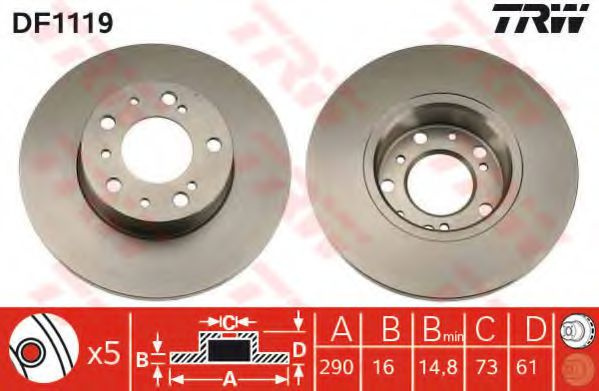 Disc frana FIAT DUCATO Panorama (290) (1990 - 1994) TRW DF1119 piesa NOUA