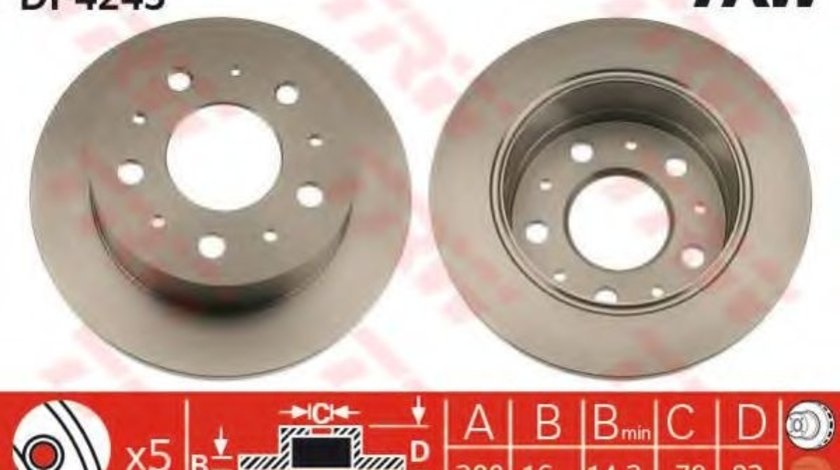 Disc frana FIAT DUCATO platou / sasiu (230) (1994 - 2002) TRW DF4245 piesa NOUA