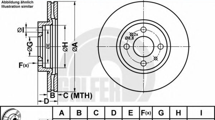 Disc frana FIAT FIORINO Combi (225) (2007 - 2016) GALFER B1.G222-0197.1 piesa NOUA