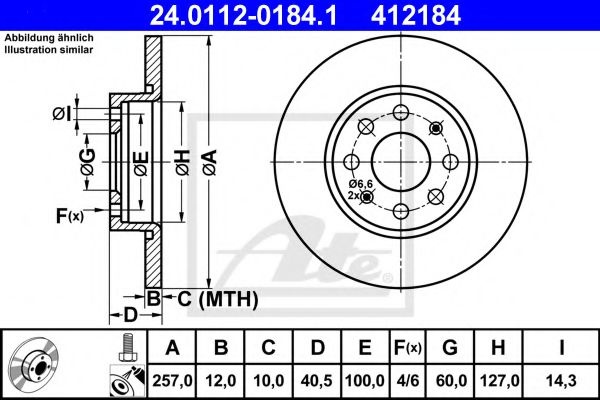 Disc frana FIAT GRANDE PUNTO (199) (2005 - 2016) ATE 24.0112-0184.1 piesa NOUA