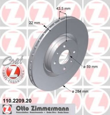 Disc frana FIAT MAREA (185) (1996 - 2007) ZIMMERMANN 110.2209.20 piesa NOUA