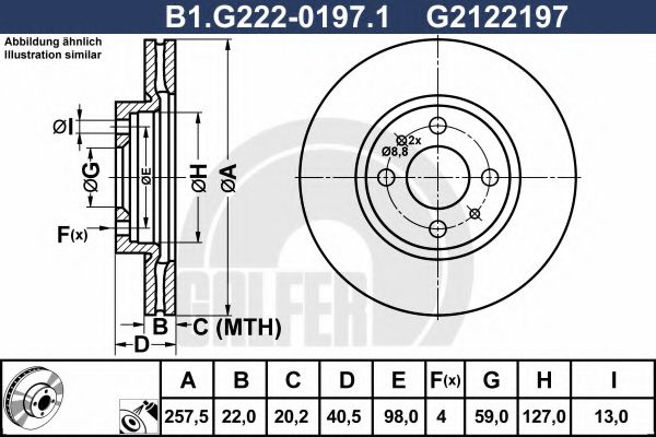 Disc frana FIAT PANDA (312) (2012 - 2016) GALFER B1.G222-0197.1 piesa NOUA