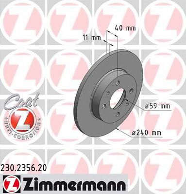 Disc frana FIAT PANDA (312) (2012 - 2016) ZIMMERMANN 230.2356.20 piesa NOUA