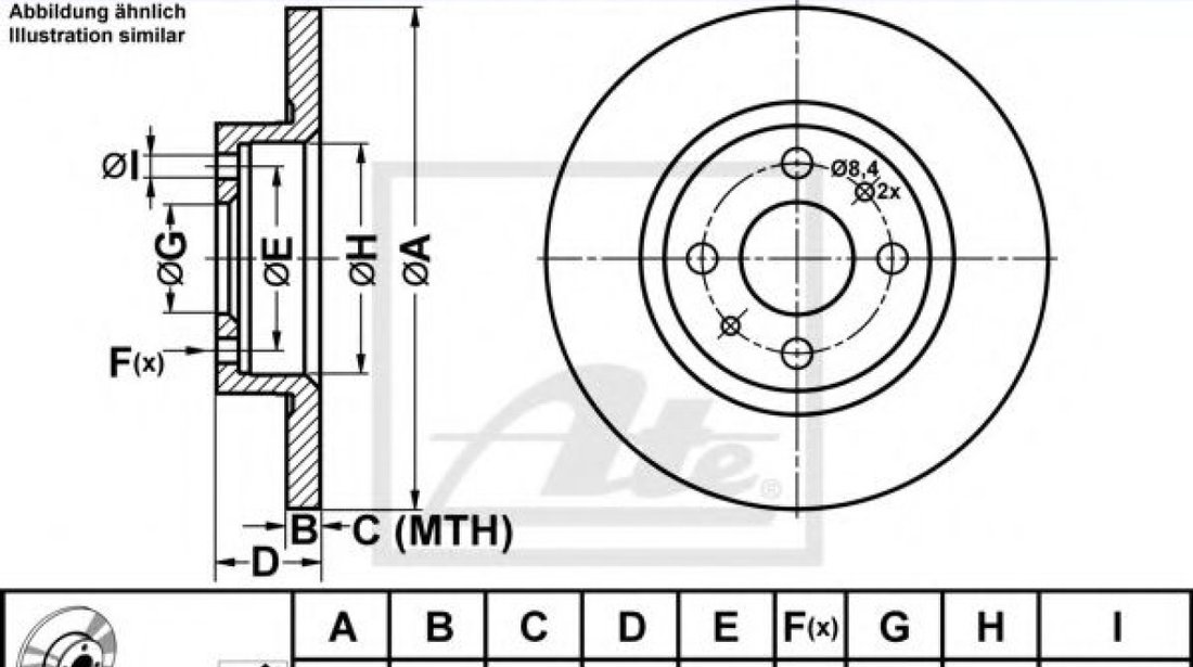 Disc frana FIAT PUNTO (188) (1999 - 2016) ATE 24.0112-0127.1 piesa NOUA