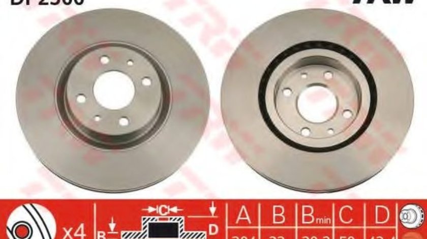 Disc frana FIAT QUBO (225) (2008 - 2016) TRW DF2566 piesa NOUA