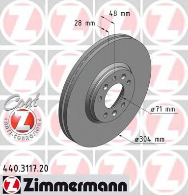 Disc frana FIAT SCUDO caroserie (272, 270) (2007 - 2016) ZIMMERMANN 440.3117.20 piesa NOUA