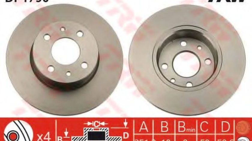 Disc frana FIAT STILO (192) (2001 - 2010) TRW DF1790 piesa NOUA