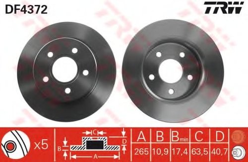 Disc frana FORD C-MAX (DM2) (2007 - 2016) TRW DF4372 piesa NOUA