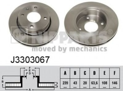 Disc frana FORD COURIER (F3L, F5L) (1991 - 1996) NIPPARTS J3303067 piesa NOUA