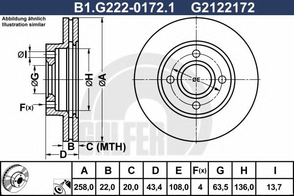 Disc frana FORD FIESTA IV (JA, JB) (1995 - 2002) GALFER B1.G222-0172.1 piesa NOUA