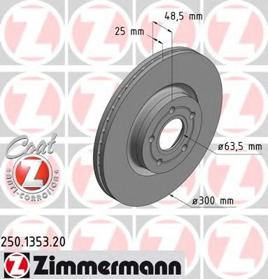 Disc frana FORD FOCUS C-MAX (2003 - 2007) ZIMMERMANN 250.1353.20 piesa NOUA