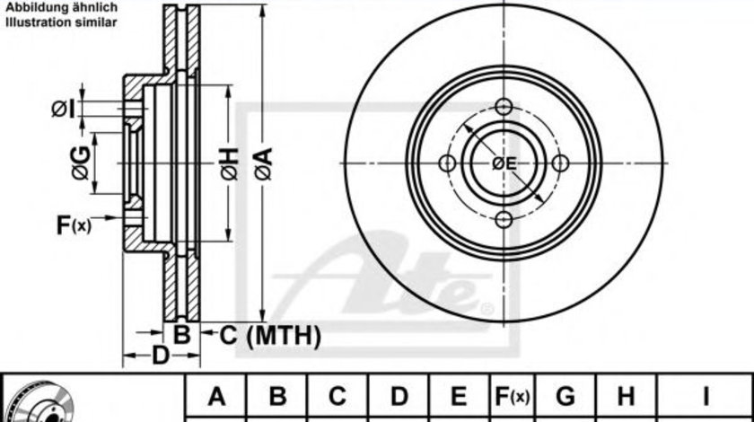 Disc frana FORD FOCUS (DAW, DBW) (1998 - 2007) ATE 24.0124-0198.1 piesa NOUA