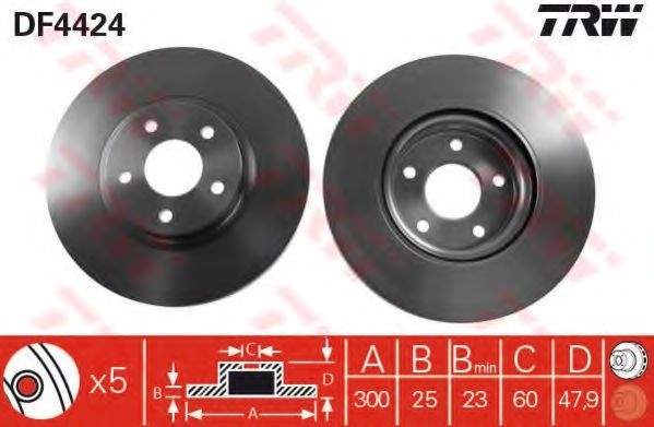 Disc frana FORD FOCUS III (2010 - 2016) TRW DF4424 piesa NOUA