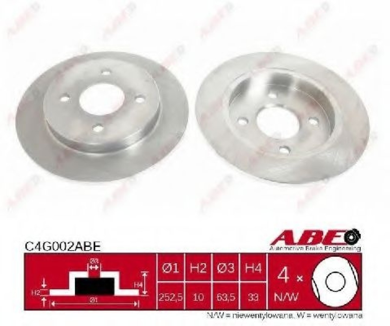 Disc frana FORD FOCUS Limuzina (DFW) (1999 - 2007) ABE C4G002ABE piesa NOUA