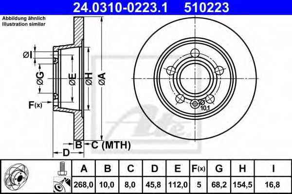 Disc frana FORD GALAXY (WGR) (1995 - 2006) ATE 24.0310-0223.1 piesa NOUA