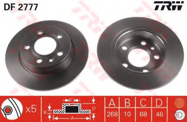 Disc frana FORD GALAXY (WGR) (1995 - 2006) TRW DF2777 piesa NOUA