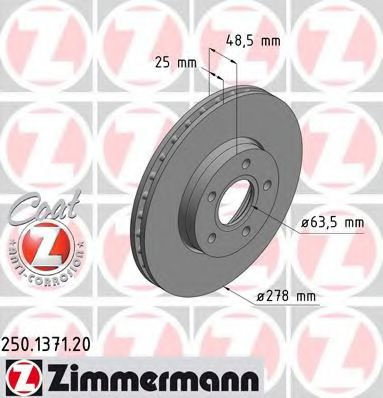 Disc frana FORD GRAND C-MAX (DXA) (2010 - 2016) ZIMMERMANN 250.1371.20 piesa NOUA