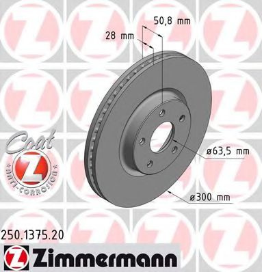 Disc frana FORD MONDEO V Hatchback (2014 - 2016) ZIMMERMANN 250.1375.20 piesa NOUA