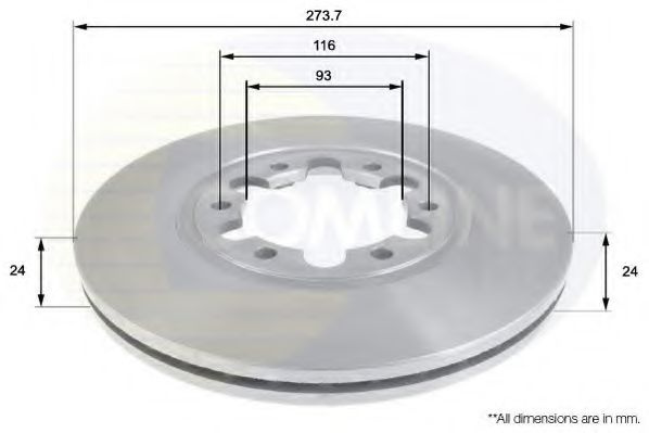 Disc frana FORD RANGER (ER, EQ) (1998 - 2006) COMLINE ADC0451V piesa NOUA