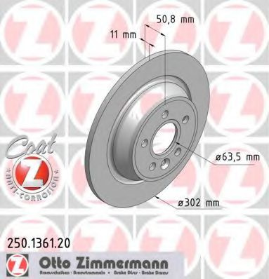 Disc frana FORD S-MAX (2015 - 2016) ZIMMERMANN 250.1361.20 piesa NOUA