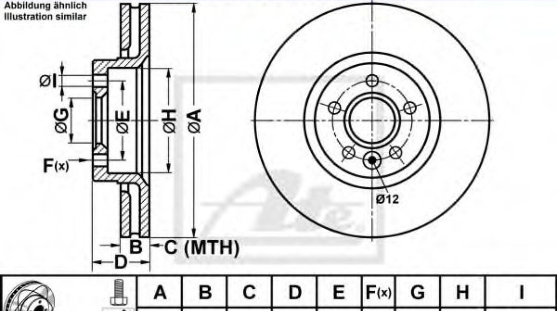 Disc frana FORD S-MAX (WA6) (2006 - 2016) ATE 24.0328-0162.1 piesa NOUA