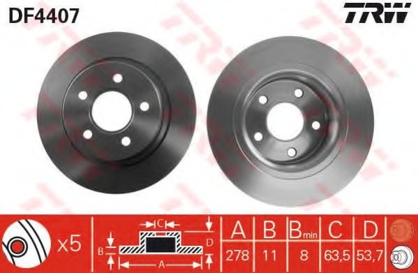 Disc frana FORD TOURNEO CONNECT (2002 - 2016) TRW DF4407 piesa NOUA