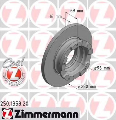 Disc frana FORD TRANSIT bus (2006 - 2014) ZIMMERMANN 250.1358.20 piesa NOUA