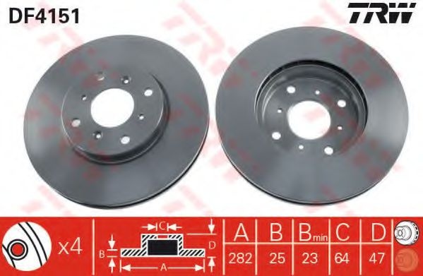 Disc frana HONDA ACCORD VI (CG, CK) (1997 - 2003) TRW DF4151 piesa NOUA