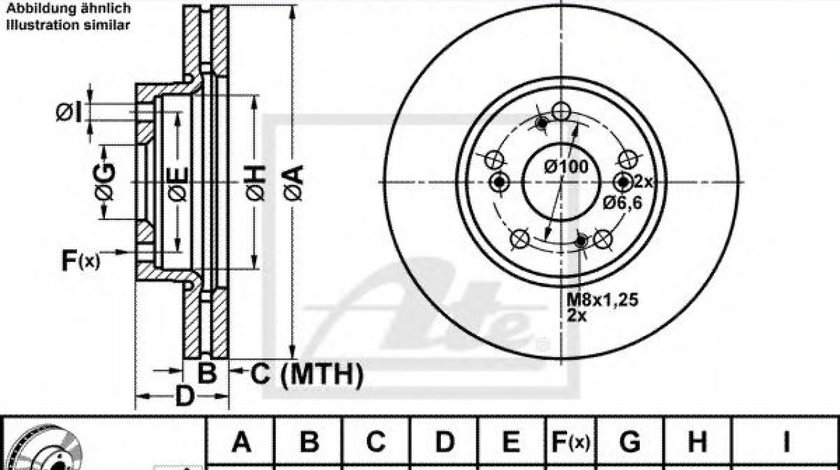 Disc frana HONDA ACCORD VII (CL) (2003 - 2008) ATE 24.0125-0187.1 piesa NOUA