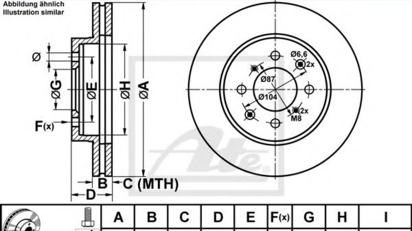 Disc frana HONDA CIVIC VII Hatchback (EU, EP, EV) (1999 - 2006) ATE 24.0121-0105.1 piesa NOUA