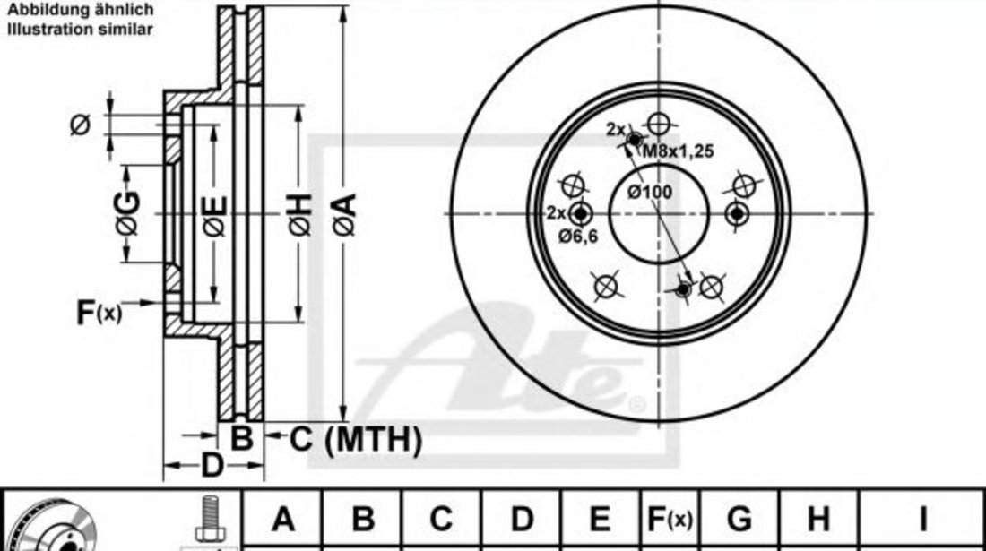 Disc frana HONDA CIVIC VIII Limuzina (FD, FA) (2005 - 2012) ATE 24.0121-0702.1 piesa NOUA