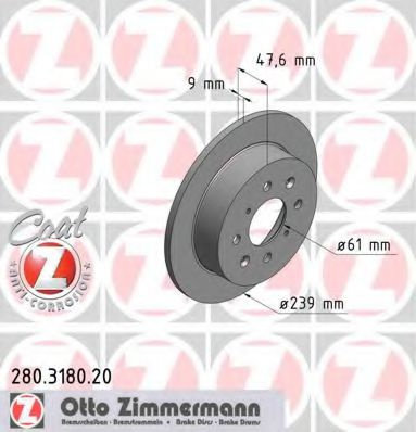 Disc frana HONDA JAZZ II (GD) (2002 - 2008) ZIMMERMANN 280.3180.20 piesa NOUA