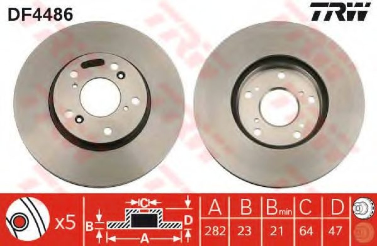 Disc frana HONDA STREAM (RN) (2001 - 2016) TRW DF4486 piesa NOUA