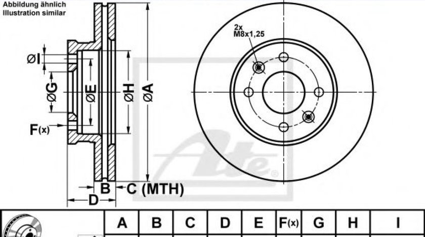 Disc frana HYUNDAI ACCENT III (MC) (2005 - 2010) ATE 24.0122-0260.1 piesa NOUA