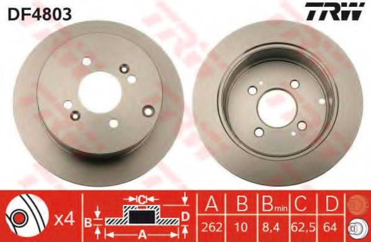 Disc frana HYUNDAI ACCENT III (MC) (2005 - 2010) TRW DF4803 piesa NOUA