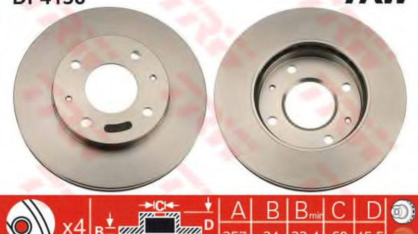 Disc frana HYUNDAI COUPE (RD) (1996 - 2002) TRW DF4158 piesa NOUA