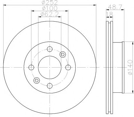 Disc frana HYUNDAI i10 (PA) (2007 - 2013) HELLA PAGID 8DD 355 116-201 piesa NOUA