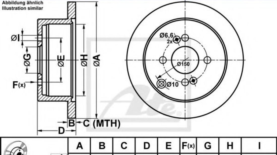 Disc frana HYUNDAI i20 (PB, PBT) (2008 - 2014) ATE 24.0110-0312.1 piesa NOUA