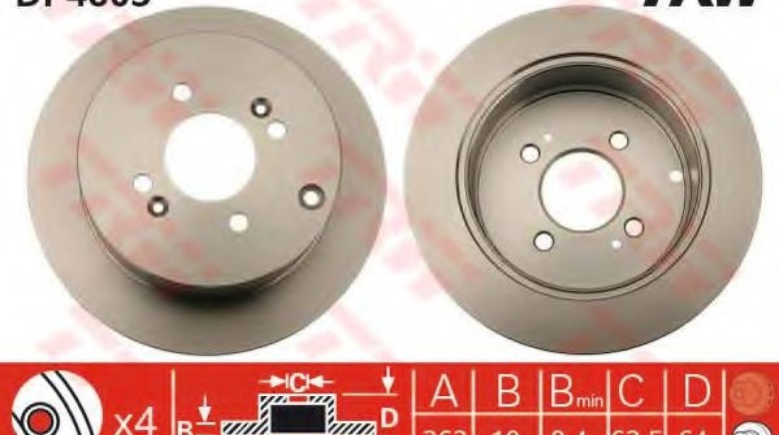 Disc frana HYUNDAI i20 (PB, PBT) (2008 - 2014) TRW DF4803 piesa NOUA