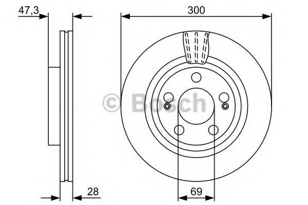 Disc frana HYUNDAI i30 CW (FD) (2007 - 2012) BOSCH 0 986 479 537 piesa NOUA