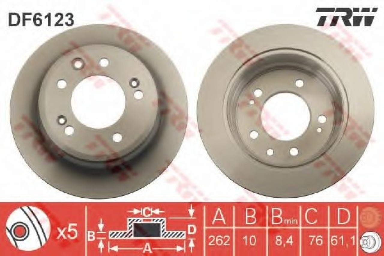 Disc frana HYUNDAI i30 CW (FD) (2007 - 2012) TRW DF6123 piesa NOUA