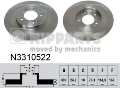 Disc frana HYUNDAI i40 CW (VF) (2011 - 2016) NIPPARTS N3310522 piesa NOUA