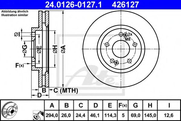 Disc frana HYUNDAI SANTA FE I (SM) (2000 - 2006) ATE 24.0126-0127.1 piesa NOUA