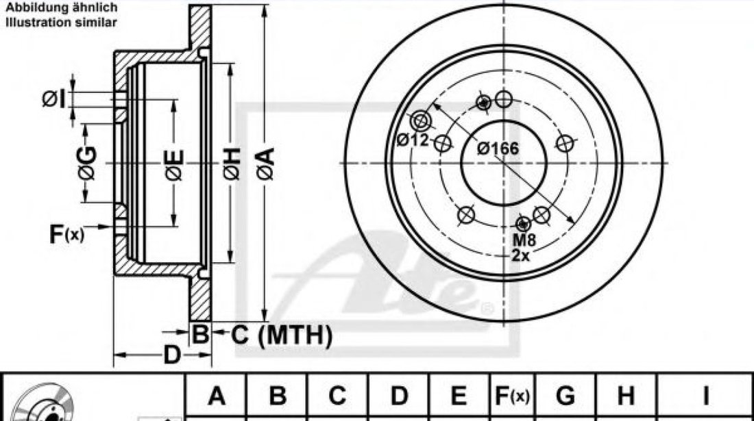 Disc frana HYUNDAI SANTA FE I (SM) (2000 - 2006) ATE 24.0110-0286.1 piesa NOUA