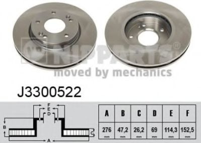 Disc frana HYUNDAI SANTA FE I (SM) (2000 - 2006) NIPPARTS J3300522 piesa NOUA