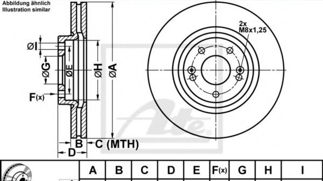 Disc frana HYUNDAI SANTA FE II (CM) (2005 - 2012) ATE 24.0128-0248.1 piesa NOUA