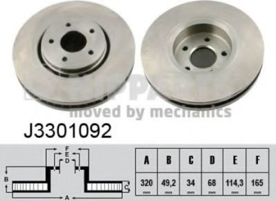 Disc frana INFINITI FX (2002 - 2008) NIPPARTS J3301092 piesa NOUA