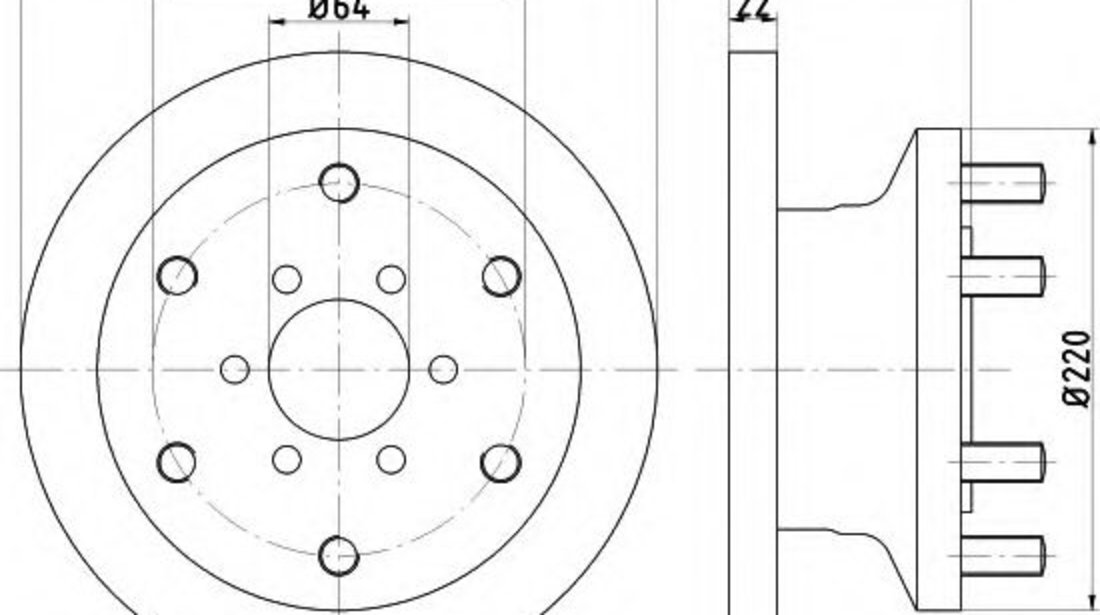 Disc frana IVECO DAILY III platou / sasiu (1999 - 2006) HELLA PAGID 8DD 355 117-501 piesa NOUA