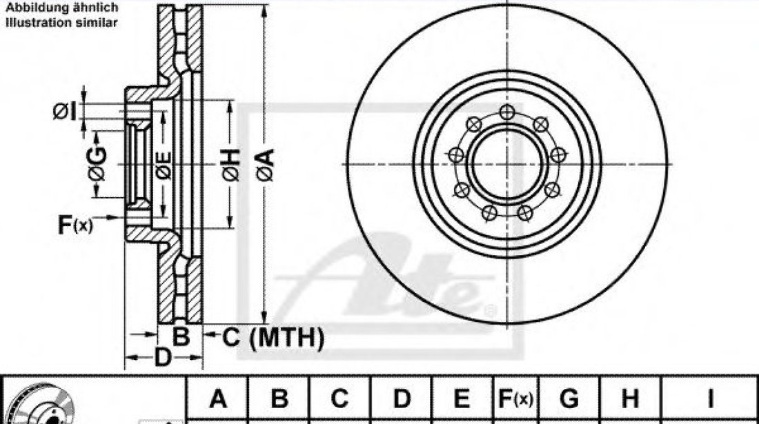 Disc frana IVECO DAILY IV platou / sasiu (2006 - 2011) ATE 24.0128-0239.1 piesa NOUA